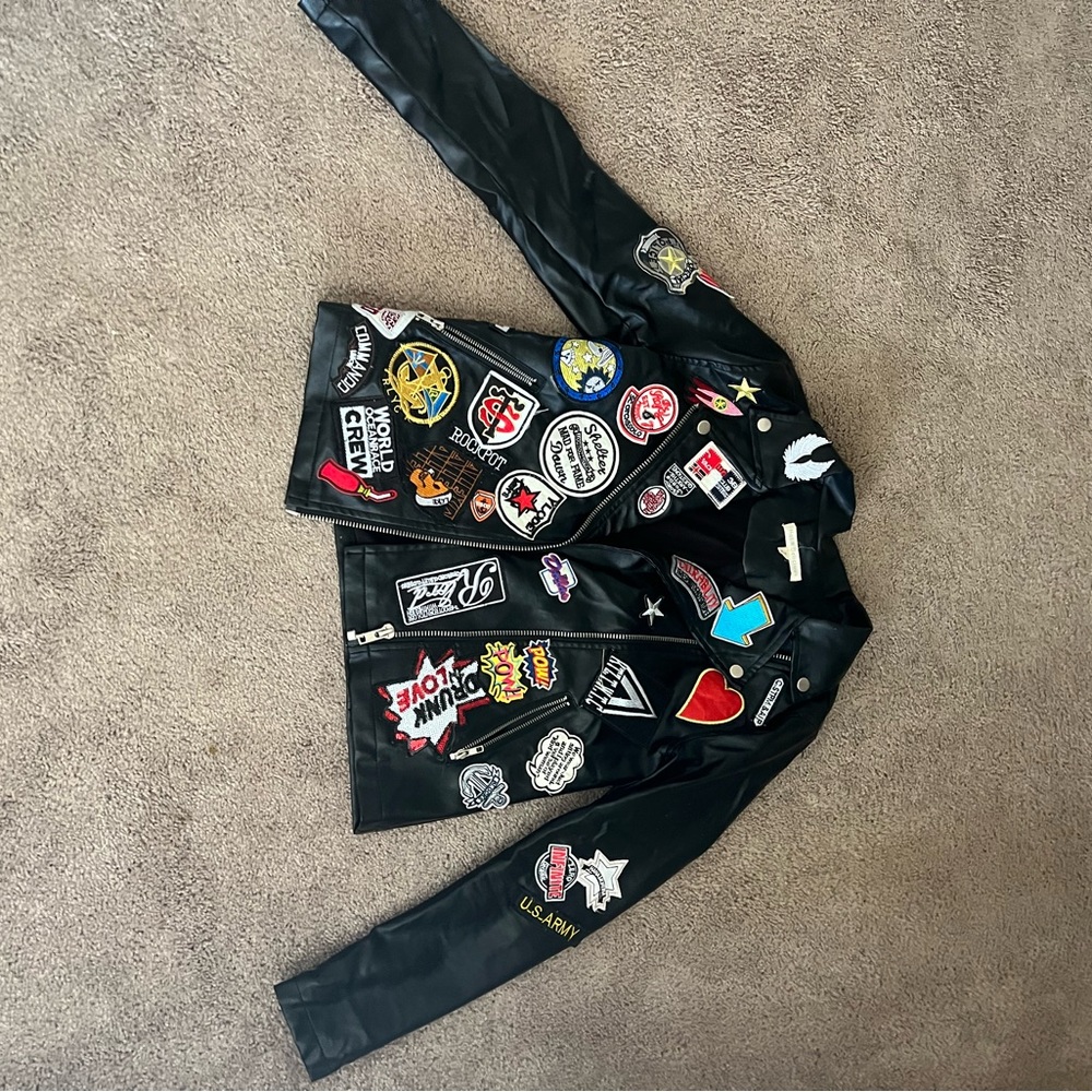 Leather Jacket with Patches